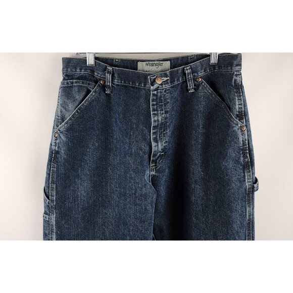 Wrangler Jeans Mens 34x32 Blue Authentics Carpenter Straight Leg Denim - Picture 2 of 11